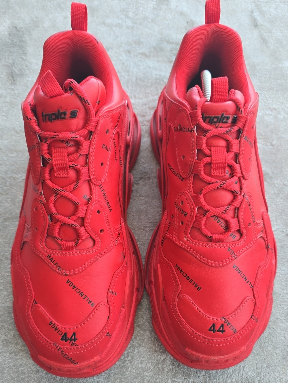 Balenciaga Triple S Chunky Sneakers in Bright Red